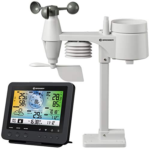 BRESSER Estação meteorológica sem fios sensor exterior WLAN centro meteorológico 5 em 1 com, preto
