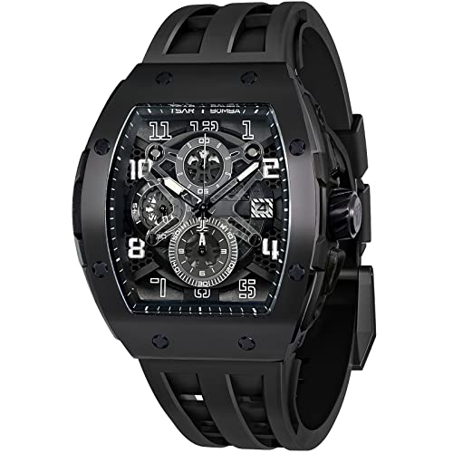 TSAR BOMBA Relógio de luxo homem - cristal de safira - movimento de quartzo japonês - cronógrafo Watch - impermeável 50 m - correia de silicone - calendário luminoso - presentes para homens TB8204