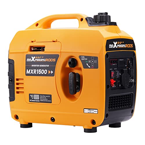 maXpeedingrods Gerador elétrico gasolina portátil de 1200 W, silencioso e leve com inversor, motor de gás de 4 tempos, com saídas AC/USB para autocampismo, viagens em Caravana, exteriores