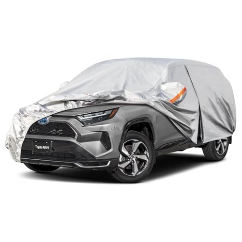 Kayme Capa de carro exterior, compatível com Toyota RAV4 (2008-2025), capa para carro impermeável, respirável, anti-UV, anti-poeira, 6 camadas, cobertura de carro com fecho de correr e forro de