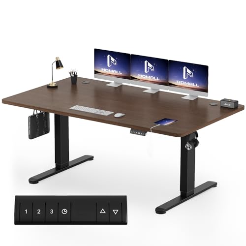 Homall 180 x 80 cm mesa ajustável em altura, mesa de pé com placa de quatro peças, mesa computador com função de memória