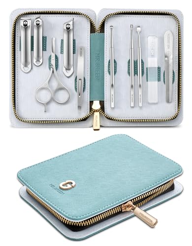 MR.GREEN Conjunto de manicure 10 em 1, conjunto de corta-unhas premium, conjunto profissional de unhas para manicure e pedicure, ferramentas para o cuidado das unhas, conjunto de cuidados de viagem