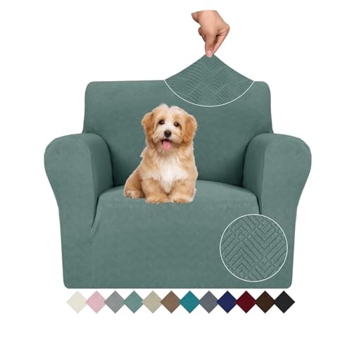 Ystyle Capa para sofá 1 lugar ajustável, capas elásticas para poltronas, capa de sofá anti-gatos cães, sofá cover com apoios de braços, jacquard capas sofá antiderrapante lavável, verde