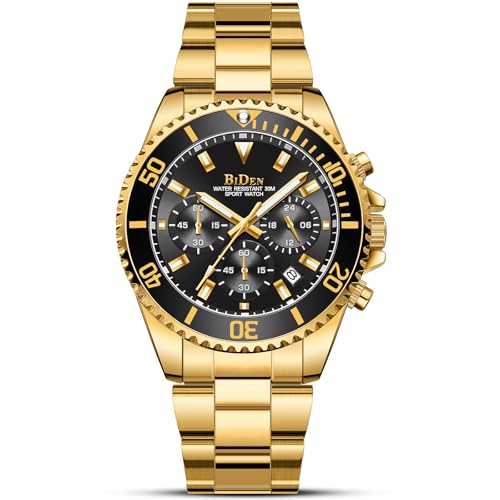 BIDEN Relógio analógico para homens de quartzo com correia em aço inoxidável BIDEN-0163