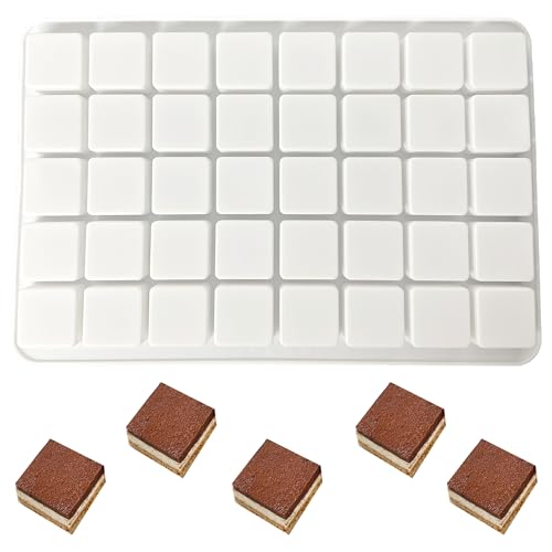duoyif Molde quadrado de silicone 40 cavidades molde quadrado de chocolate molde de silicone paliné quadrado molde de silicone cubo de silicone para chocolate quadrado gelatina cubos de gelo quadrados