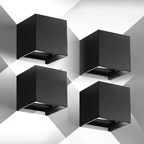 CANMEIJIA Aplique parede exterior, 12 W impermeável IP65 candeeiro de parede interior exterior luz quente 6500 K 1000 lm ângulo ajustável candeeiro de parede branco para varanda sala de estar quarto