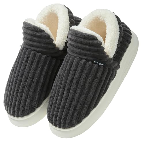 Donpapa Sapatilhas de estar por casa mulher homem inverno quente fechadas confortável algodão chinelos com espuma de memória