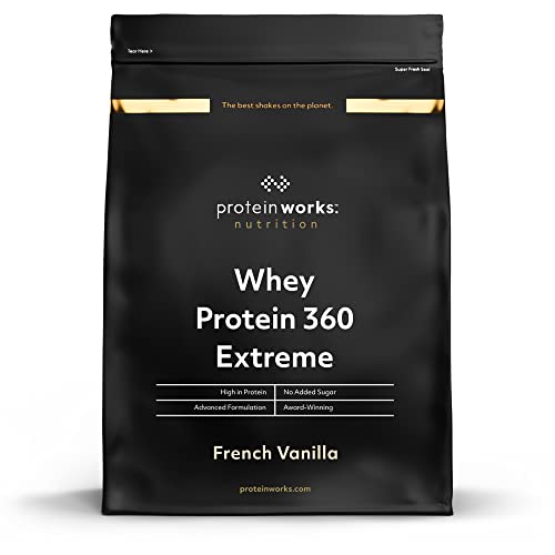 Whey Batido de proteína 360 Extreme, saco de 600 g, sabor baunilha francesa, proteína de soro