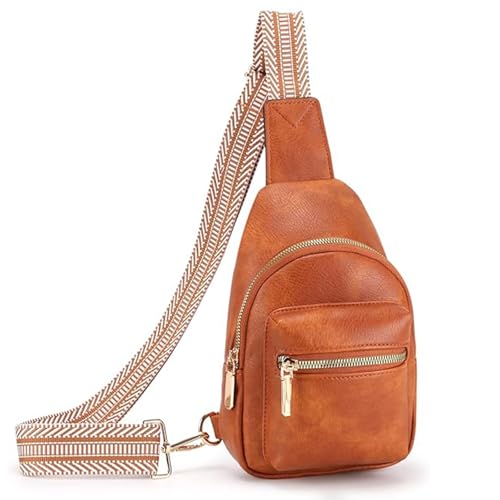 Mala de peito para mulher, mochila de tiracolo mulheres, impermeável Sling Bag Chest Bag pequena mala de tiracolo leve para ciclismo correr caminhadas viagens, Castanho mochila tiracolo mulheres