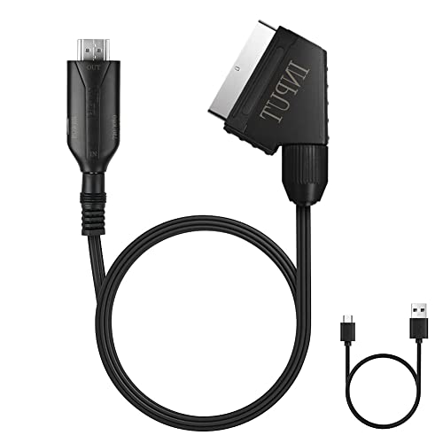 AXFEE SCART para HDMI Conversor, entrada Scart saída HDMI suporte 720/1080P, leitor de adaptador, conversor de áudio/vídeo com Scart Cable, para HDTV, DVD BLU-Ray, VCR, projetor