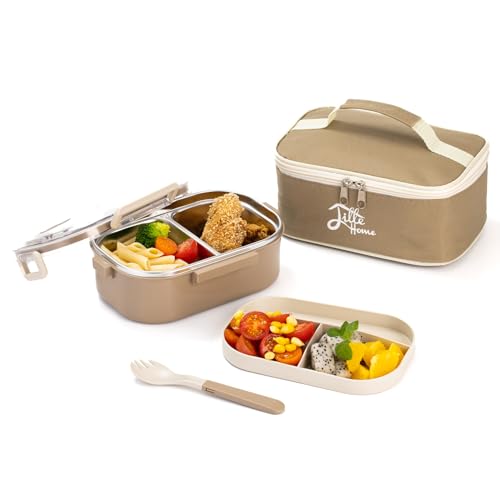 Lille Home 920 ml Lancheira Bento de aço inoxidável com compartimento Tiffin para almoço/aperitivo, recipiente para alimentos com lancheira e utensílios