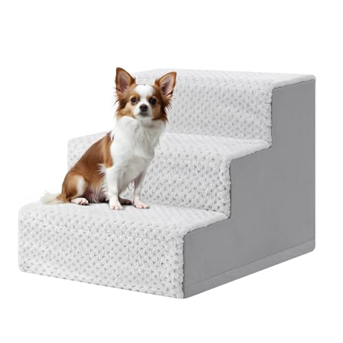 KSIIA Escada para cães pequenos com 33 cm de altura, escada para animais de estimação com capa lavável removível, escada para gatos velhos cães, rampa antiderrapante para cães para cama, sofá,