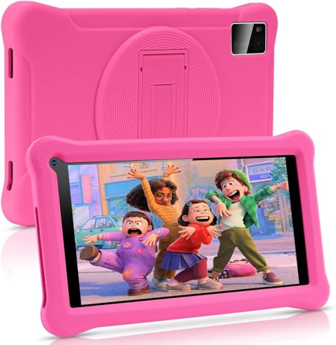 SUMTAB Newest Tablet para crianças de 7 polegadas Android 13 tablet, 8 GB RAM 64 GB ROM (TF 128 GB), GMS certificado, ecrã IPS HD, controlo parental, tablet educativo para crianças com capa EVA (rosa)
