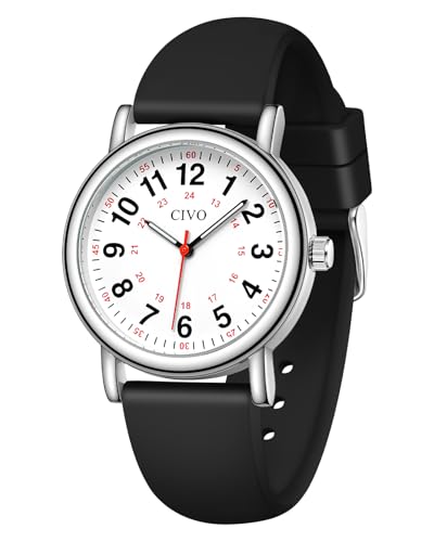 CIVO Relógio de enfermeira mulher homem impermeável com mostrador fácil leitura relógios de pulso analógico luminoso presente per estudante de medicina