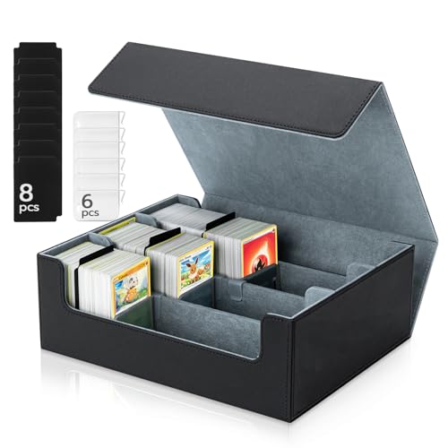 Tolesum Caixa de cartas para MTG, Card Deck Box para 1800 cartas com compartimento, Magnetic Flip Box com couro de PU para cartas de Magic Commander TCG - preto