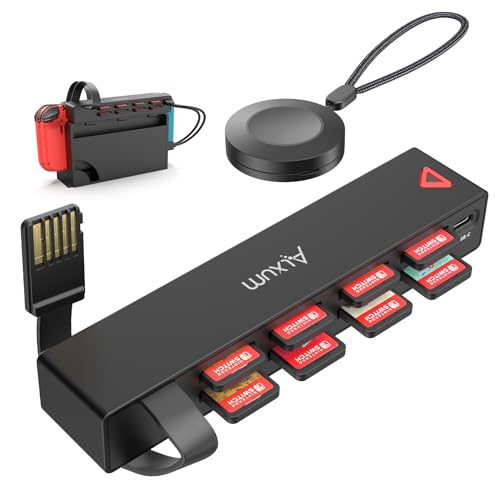 Alxum Switch Lector de Tarjetas de Juego con Mando a Distancia, 8 en 1 Multi Game Card Holder Compatible para Nintendo con 4 Gaming Cards Switcher y 4 para Almacenamiento de Tarjetas