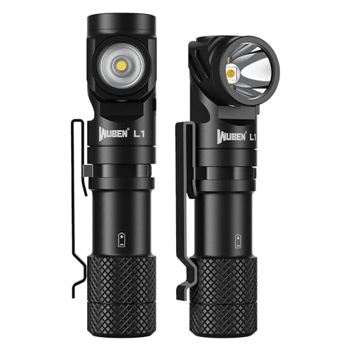 WUBEN L1 Lanternas LED de alta potência 2000 lúmenes, lanterna recarregável USB tática militar potente, cabeça giratória de 180 graus lanterna, impermeável portátil fonte de luz dupla flash (P9)