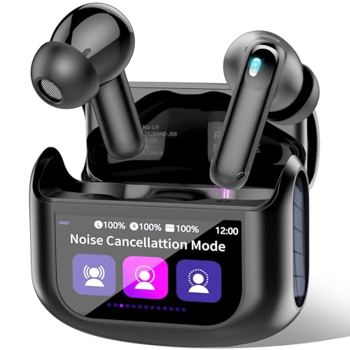 Auriculares sem fios Bluetooth ANC redução de ruído, 48H auriculares Bluetooth 5.4 com microfone HD, som premium, 5 modos EQ capacetes ecrã tátil, IP7 impermeável capacetes sem fios, preto