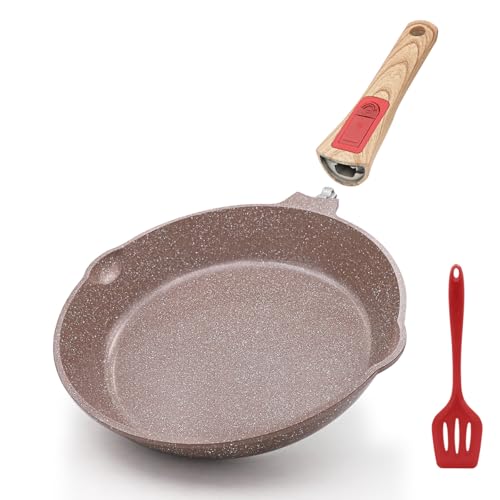 AIKENBBKK frigideira com revestimento cerâmico antiaderente 26 cm, frigideira cerâmica saudável com cabo removível, adequada para forno e máquina de lavar louça, sem PFAS PFOA nem PTFE