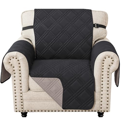 Ystyle Capa para sofá de 1 lugar, capas para sofá reversível, cobertura para sofá antiderrapante, protetor antimanchas, lavável, sofá cover anti-riscos anti-gatos, capas para sofá, preto caqui