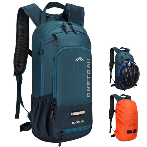 ONETOALL Mochila de ciclismo de 10 litros, mochila MTB para homens e mulheres, com protetor de chuva e capa para capacete, impermeável, adequado para corrida, esqui e outros desportos ao ar livre