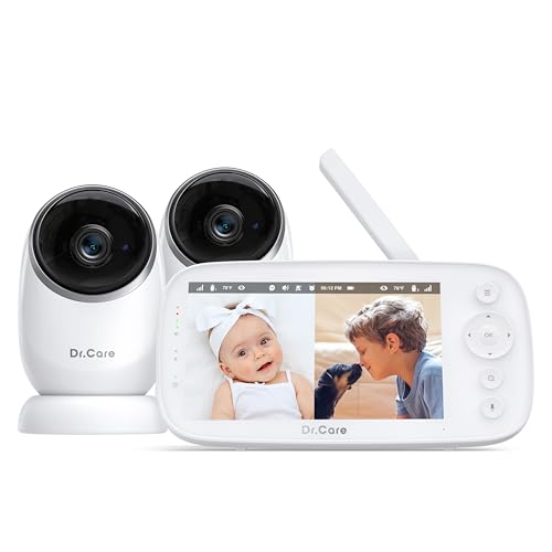 Dr.Care NovaView Vigilador para bebés com câmera, ecrã 1080 p, baixa radiação, bateria de 5000 mAh, visão noturna, VOX, zoom 2X/4X, alcance de 1000 pés, áudio bidirecional (monitor para bebés com 2 x
