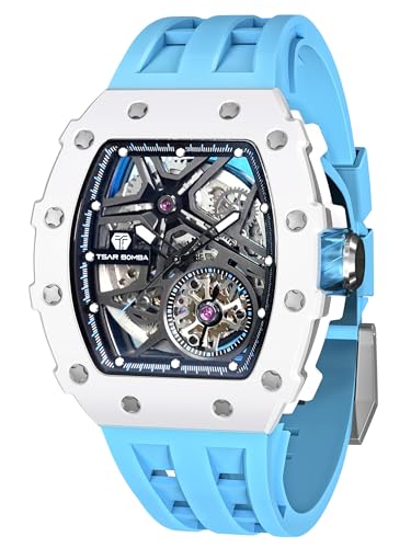 TSAR BOMBA Relógio automático homem - movimento japonês cristal de safira - impermeável 50 m - luminoso - correia de silicone