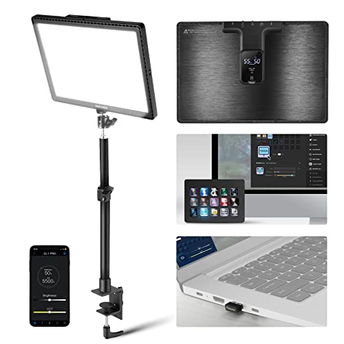 NEEWER GL1 Pro 15,5" Key Light Luz de streaming, luz vídeo com 2,4 G PC e iOS Android App Control, 2800 lúmenes, suporte de secretária, compatível com gato Stream Deck para Gaming/Zoom, preto