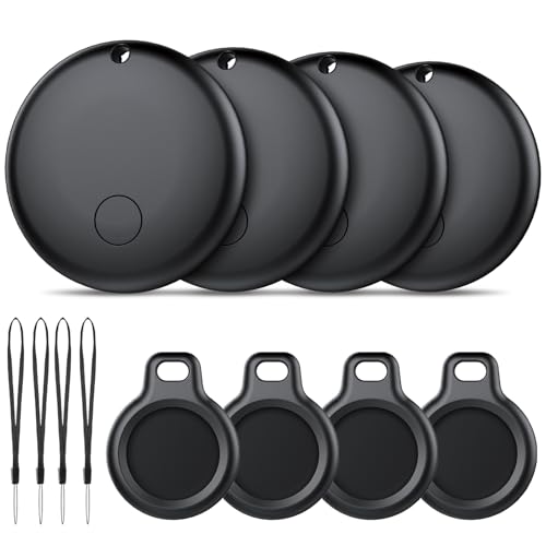 Ajblg Android Smart Tag, Tracker compatível com o Google Find My Device App (apenas Android), localizador Bluetooth, rastreador para chaves, carteira, impermeável, IP68, 4 preto