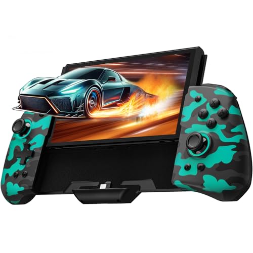 PALPOW Controlador Switch – Compatible con Switch/OLED, diseño ergonómico Luminpad, mando portátil monobloque, RGB, Turbo, Mapping – Camuflaje Negro