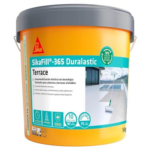 SIKA - Revestimento acrílico - SikaFill 365 Terrace - Cinzento - Impermeabilização para coberturas e terraços visitáveis, proteção de paredes médias e ponte de fissuras - 5 kg