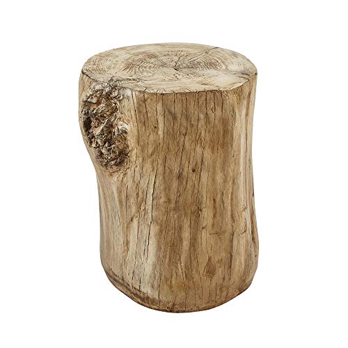 Ball & Cast Mesa auxiliar artificial Tree Stump Stool, banco de concreto, mesa auxiliar de madeira sintética para jardim, interior, exterior, natural