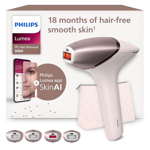 Philips Lumea série 9900, depiladora IPL com inteligência artificial, tratamento personalizado, 4 acessórios para o corpo, rosto, zona de biquíni e axilas, com cabo e sem aros, BRI951/00