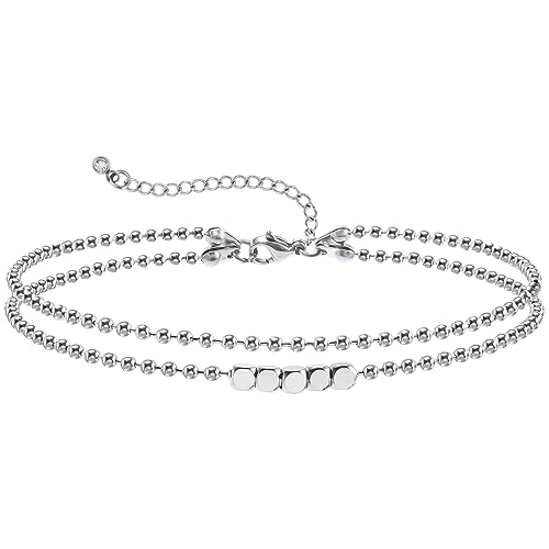 SUNSH Tornozeleiras de mulher, pulseira de tornozelo em camadas vintage, presente para meninas / mulheres, férias, aniversário, tornozeleiras de mulher com corrente de ouro / prata para praia de verão