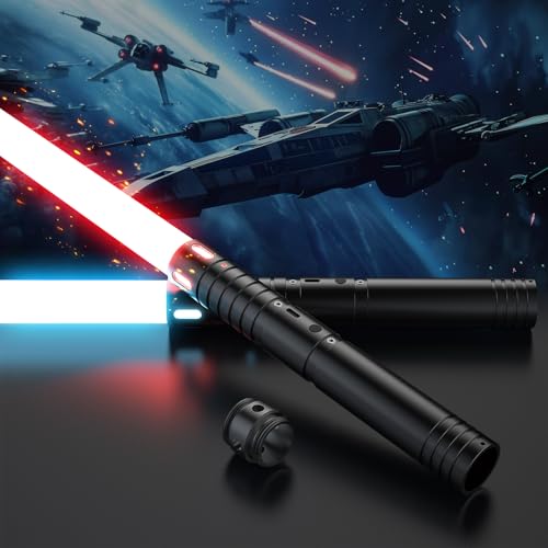 FunGeneTEC Sable de luz, 2 em 1 espada laser 15 cores, espada laser Star Wars recarregável com som, brinquedos para crianças e adultos Halloween cosplay guerra das estrelas (60 cm 2 unidades)