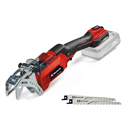 Einhell Serra de ramos com bateria GE-GS 18/150 Li-Solo Power X-Change (18 V, 100 mm espessura de corte máx, 20 mm altura corrida, estribo de ramo removível, incl. 2 lâminas de serra, sem bateria)