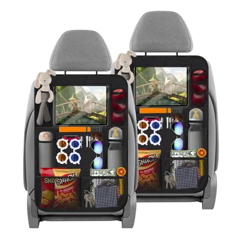 ROELLY Protetor de assento para carro, organizador de assento para crianças, com armazenamento para tablets (embalagem de 2)