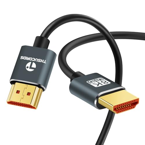 Thsucords 8K 4K Cabo HDMI ultra fino 5 m, fino flexível HDMI 2.1 de alta velocidade 4K@120Hz 8K@60Hz 48GBps, compatível com Roku TV/HDTV/PS5/Blu-Ray