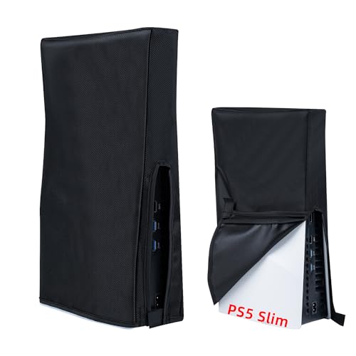 Tolesum Capa protetora para PS5 Slim, resistente a raios e resistente à água, apenas para PS5 Slim Digital Edition e consolas de disco - Não para Ps5/Pro - Vertical - preto
