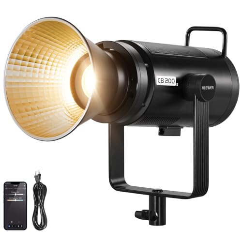 NEEWER CB200B 210W Luz vídeo LED 2,4 G/App Control Iluminação vídeo contínua COB foco lâmpada Bi Color Bowens Mount 90000Lux/1 m 2700K-6500K CRI/TLCI 97+ 12 efeitos para estudo Fotografia