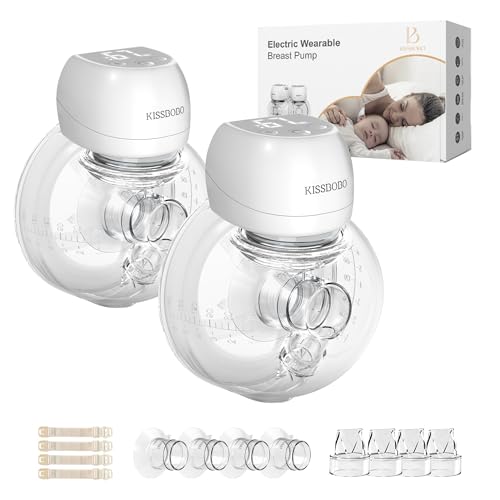 KISSBOBO Saquetes elétricos, saquinhos de leite mãos-livres duplos, extrator de leite materno, baixo ruído recarregável sem fios 3 modos de 9 etapas de extração de leite com 21 mm / 24 mm (branco 2