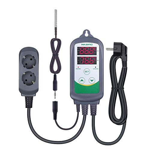 Inkbird ITC-308S Termostato digital há duplo relé controlador de temperatura de frigorífico e aquecedor para aquários, cerveja artesanal e réptil terrários 1,97" onda desmontável