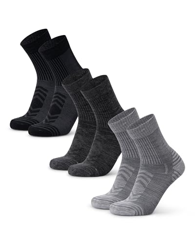 DANISH ENDURANCE Meias leves para caminhadas ao ar livre, caminhadas, lã merino, unissexo, pacote de 3