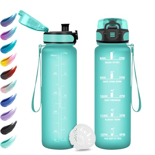 Garrafa de água para crianças 500 ml, garrafa de água para crianças com filtro, fácil de abrir, reutilizável, garrafa de água motivacional à prova de fugas, agrafador de água para a escola,