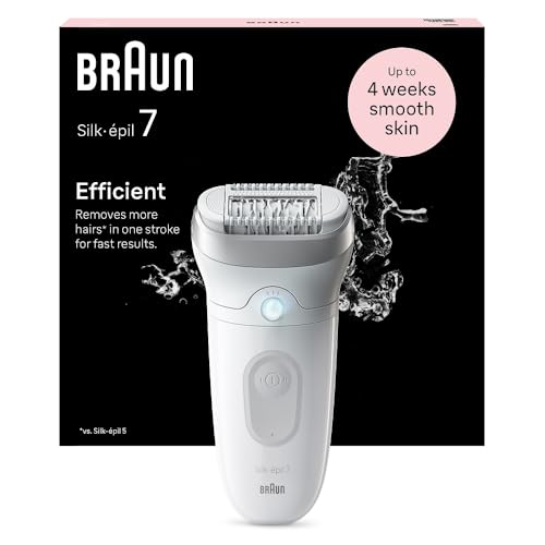 Braun Silk-épil 7, Depiladora elétrica para uma eliminação fácil do cabelo, pele macia duradoura, 7-011, branca/prateada
