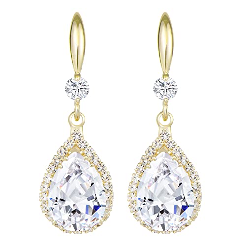 Linawe Brincos suspensos para mulher, brincos pendentes, jóias de ouro, prata e ouro rosa, brincos pendentes de cristal com diamantes, jóias de moda para casamentos