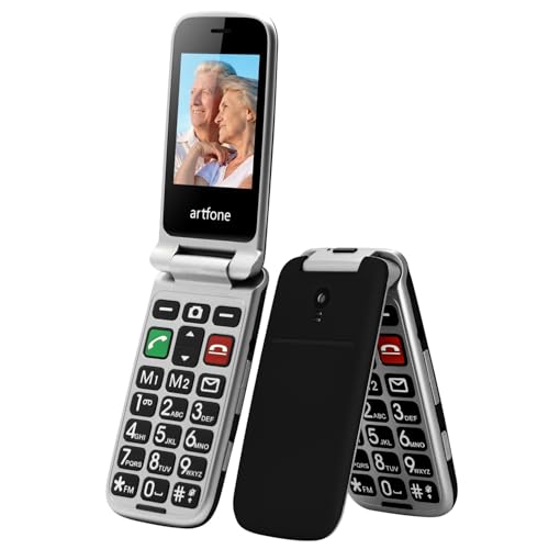 artfone CF241A gsm Telefone móvel de tampa para maiores Botões e teclas grandes Telemóvel para idosos de ecrã 2,4" Boné Chamada rápida. CâmaraXLKNBCBateria 1300 mAhSJFS Duplo SIM - preto