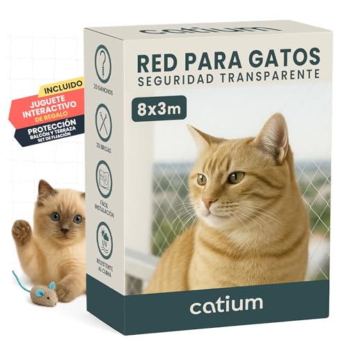 Rede para gatos terraço, 8 x 3 m, segurança transparente, ideal varanda janela clarabóias proteção exterior interior malha anti-aderência duradoura kit completo montagem corda ganchos flanges
