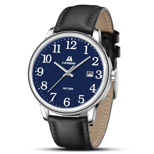 LN LENQIN Reloj Hombre Relojes De Cuarzo Analógico para Hombre Relojes De Pulsera para Resistentes Al Agua Lector Fácil Correa Expansión 38mm Reloj Negocios Moda con Fecha