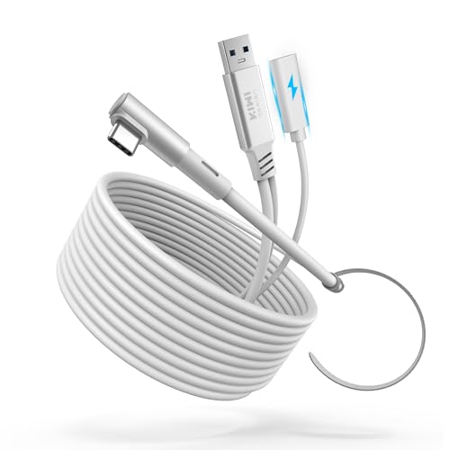 KIWI design Cabo de ligação com carregamento 5 m compatível com Meta Quest 3s Quest 3 Quest 2/Pro/Acessórios Pico 4 e PC/SteamVR, cabo USB 3.0 a USB-C Link com super rápida de 5 Gbps, para jogo
